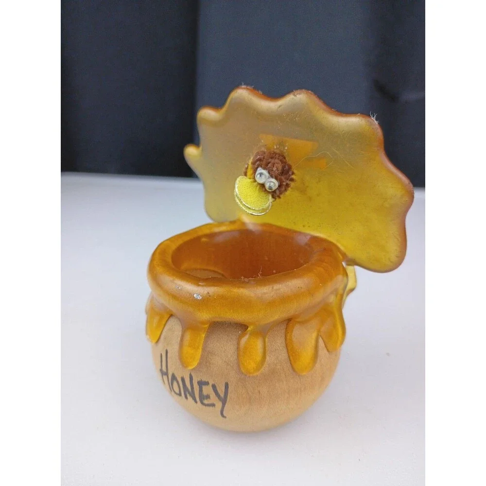 Vintage Wood  Honey Miel Honey Pot Pencil/Stick/Sewing Needles  Holder 🐝 Bee